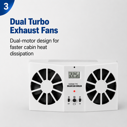 Solar-Powered Car Window Exhaust Fan, Tool-Free Installation