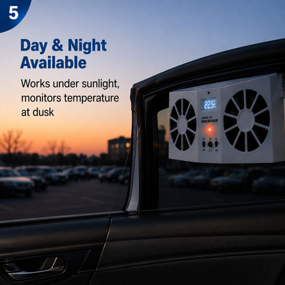 Solar-Powered Car Window Exhaust Fan, Tool-Free Installation