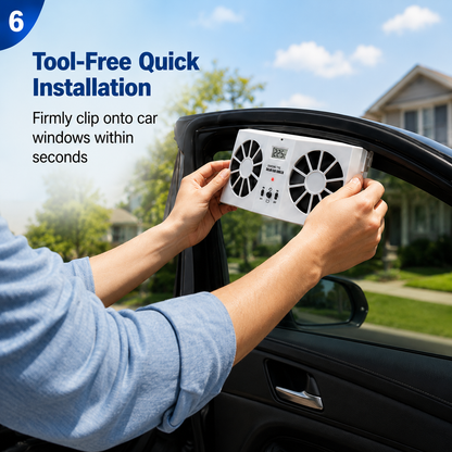 Solar-Powered Car Window Exhaust Fan, Tool-Free Installation