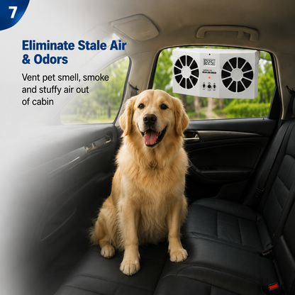 Solar-Powered Car Window Exhaust Fan, Tool-Free Installation