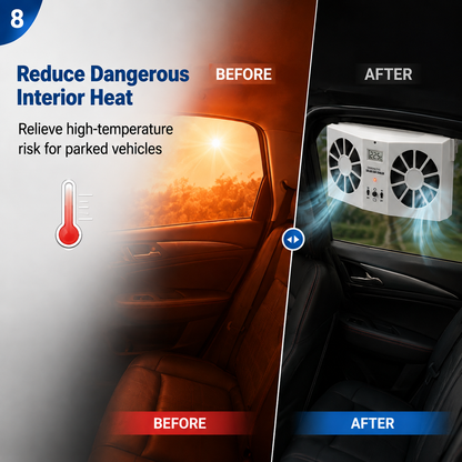 Solar-Powered Car Window Exhaust Fan, Tool-Free Installation