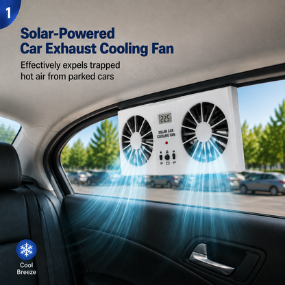 Solar-Powered Car Window Exhaust Fan, Tool-Free Installation