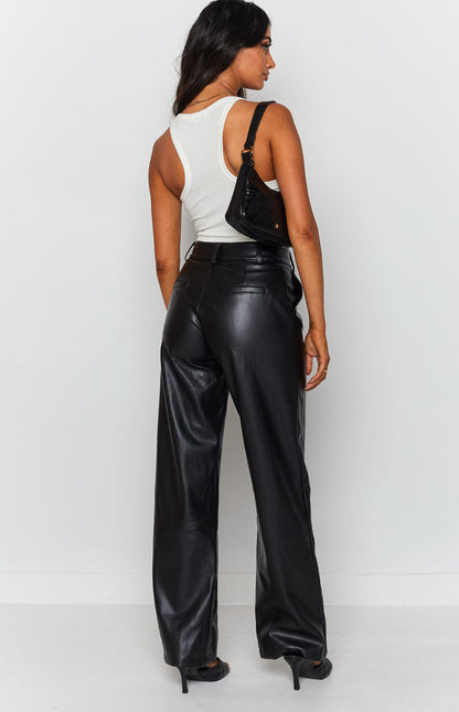 Cool Shade PU Pants Black