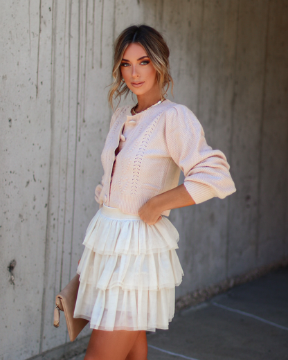 City Girl Tulle Tiered Skort - Cream
