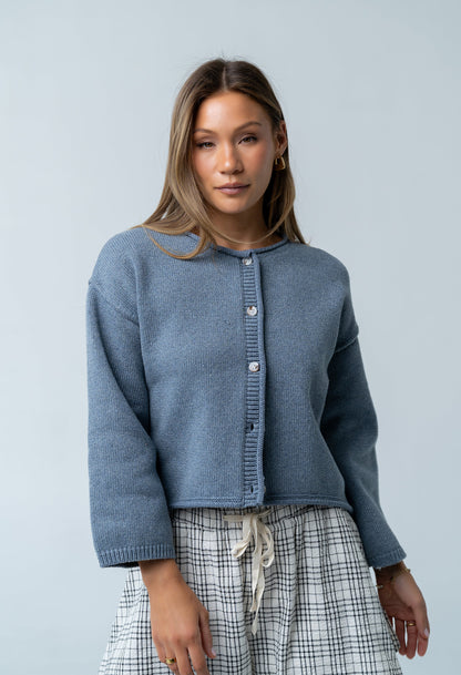 Carlie Knit Cardigan in Light Blue - FINAL SALE