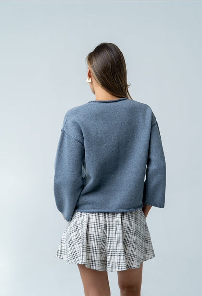 Carlie Knit Cardigan in Light Blue - FINAL SALE