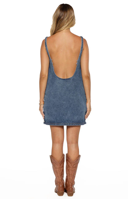 Demi Denim Pearl Detail Mini Dress