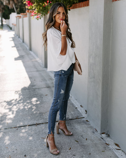 Elton Drape Blouse - White