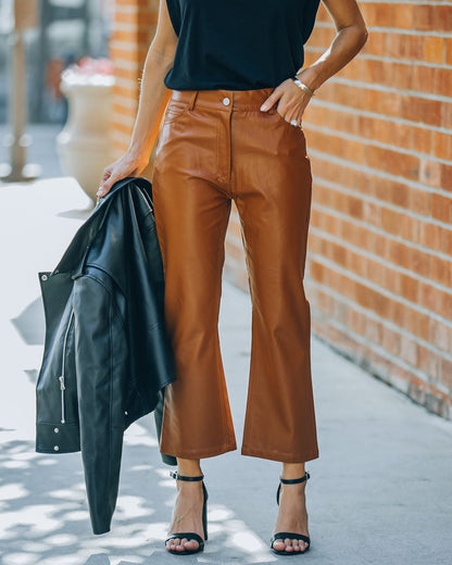 Austen High Rise Faux Leather Pants - Cinnamon