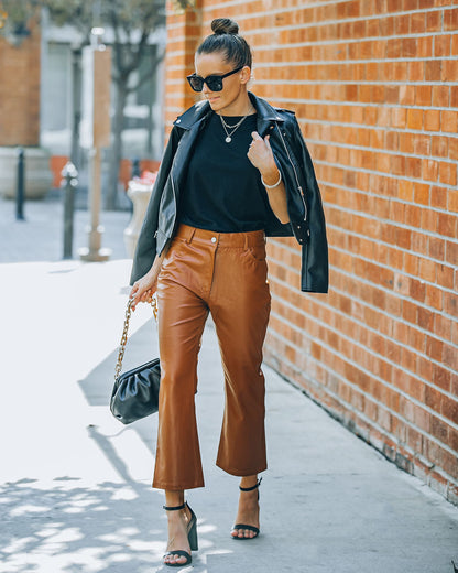 Austen High Rise Faux Leather Pants - Cinnamon