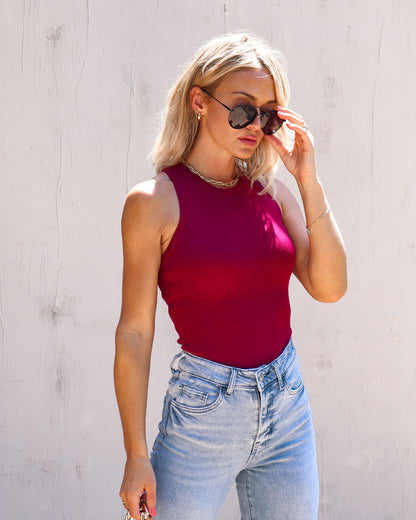 Antonella Knit Bodysuit - Burgundy