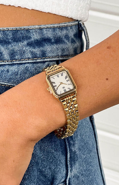 Horatia Gold Square Face Chain Watch