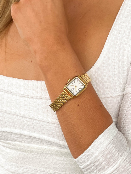 Horatia Gold Square Face Chain Watch