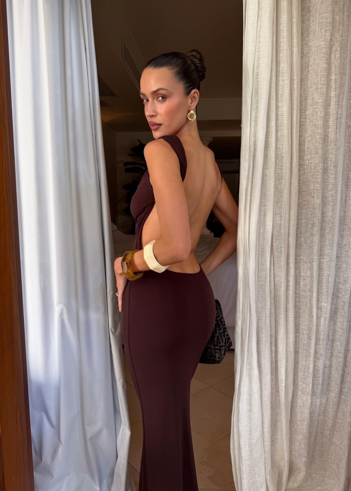 MORANA DRESS - BROWN : CHOCOLATE