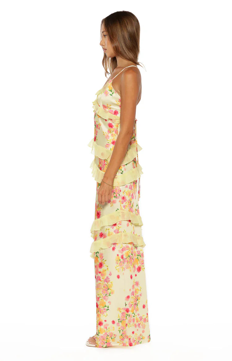 Inara Yellow Bloom Ruffle Maxi