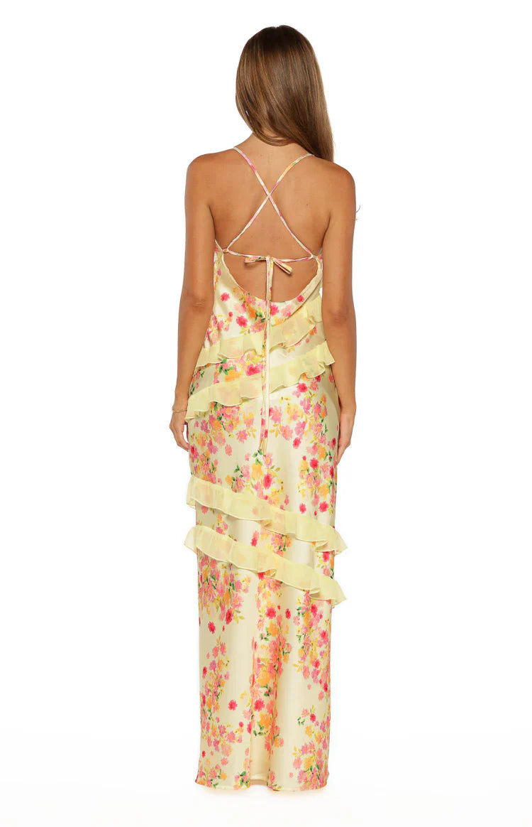 Inara Yellow Bloom Ruffle Maxi