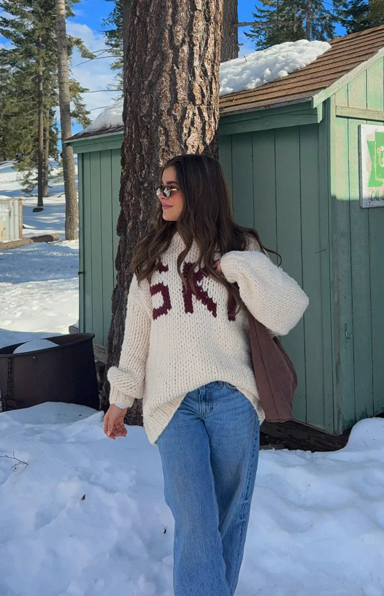 Jasmine Ski Cream Jacquard Chunky Knit Sweater