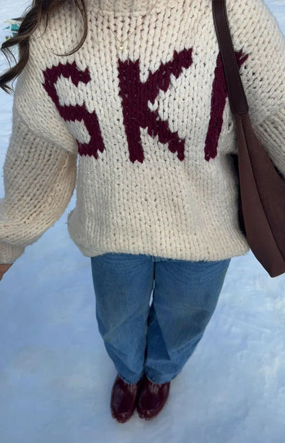 Jasmine Ski Cream Jacquard Chunky Knit Sweater