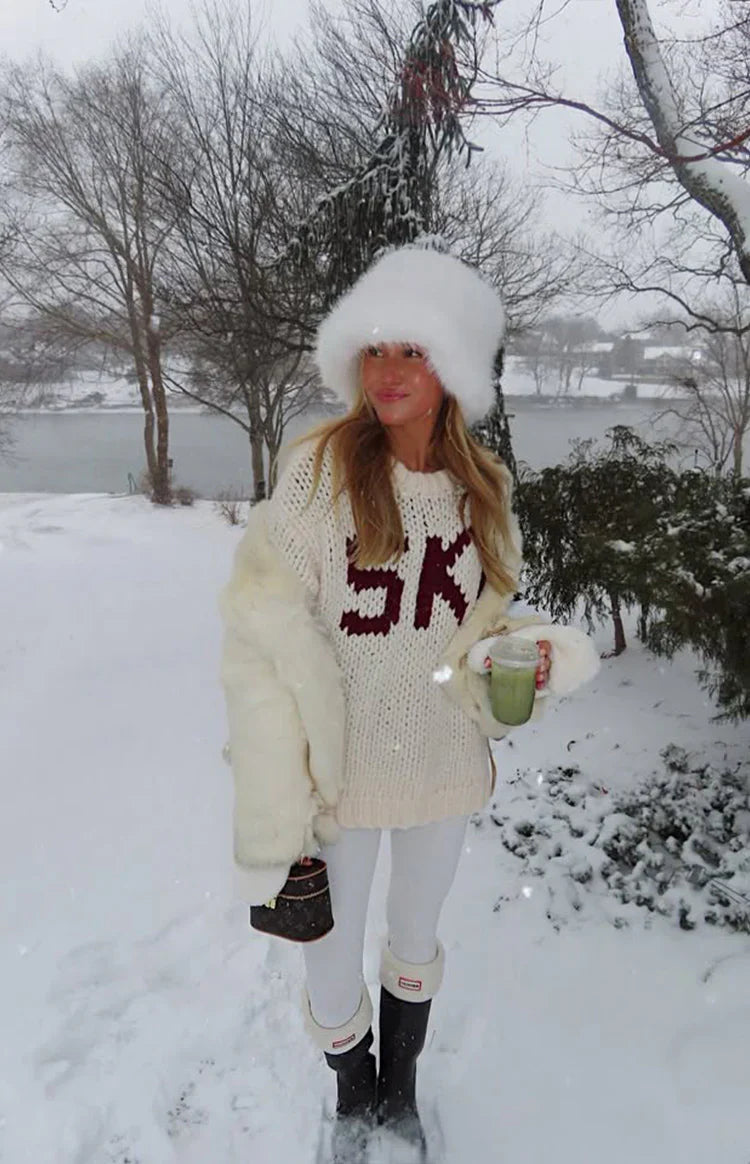 Jasmine Ski Cream Jacquard Chunky Knit Sweater