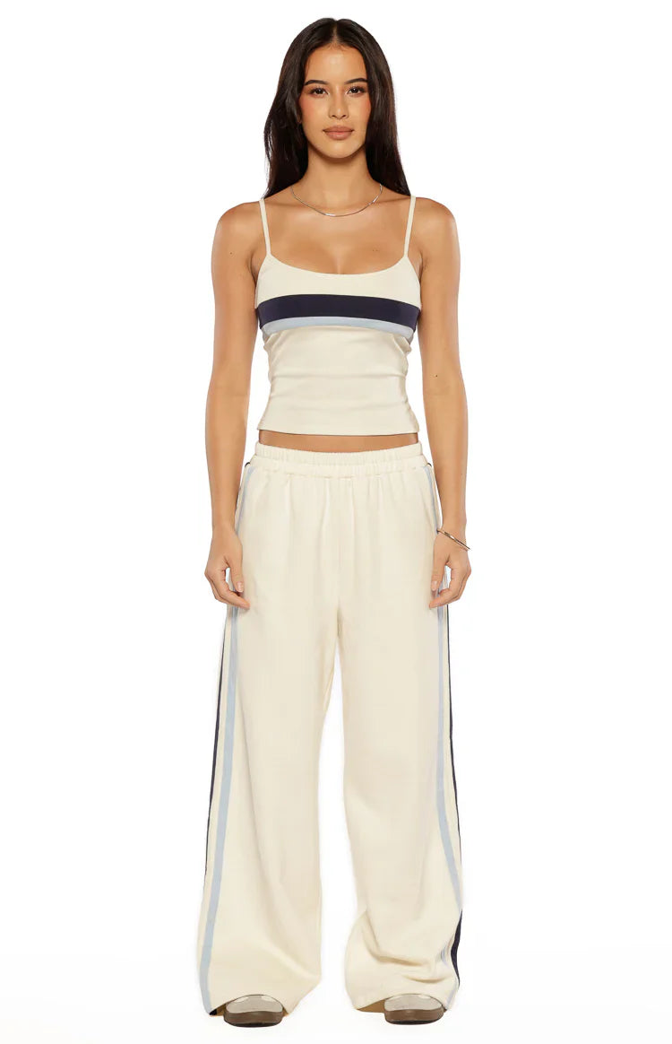 Leya White Contrast Stripe Singlet