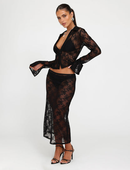 MIRABEL SKIRT - BLACK : BLACK LACE