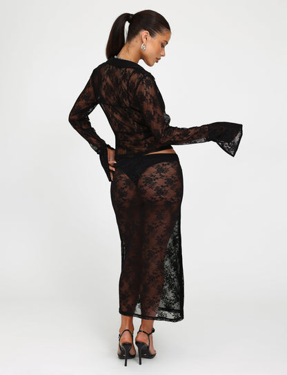 MIRABEL SKIRT - BLACK : BLACK LACE