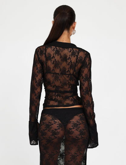 MIRABEL TOP - BLACK : LACE
