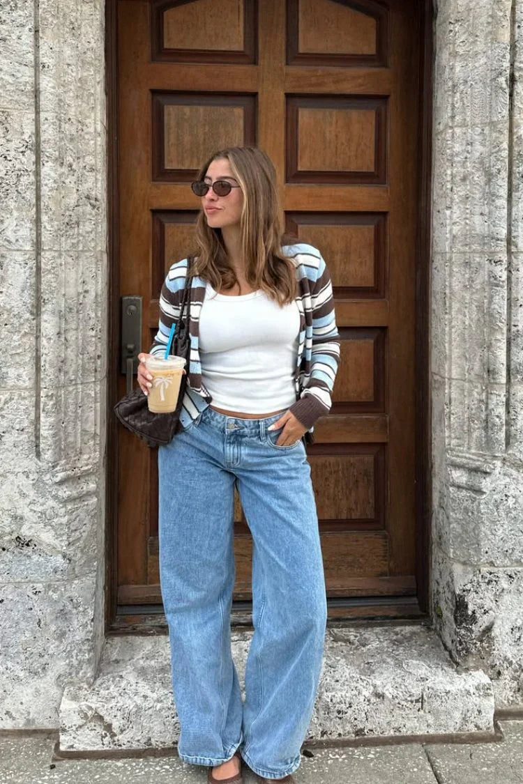 Misha Brown and Blue Stripe Button Down Cardigan