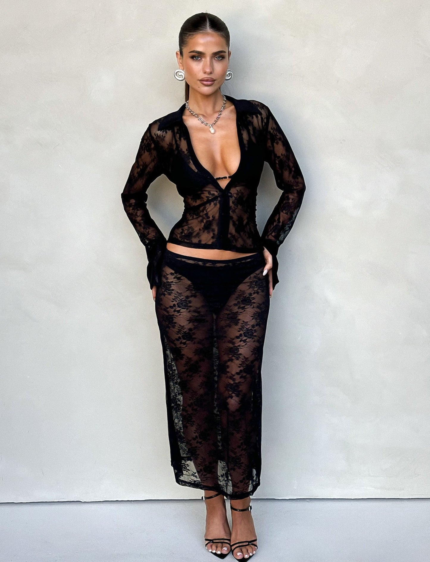 MIRABEL SKIRT - BLACK : BLACK LACE