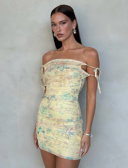 KERR DRESS - YELLOW : DELICATE FLORAL