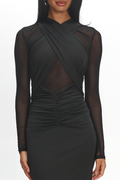 Esther Sheer Waist Maxi Dress Black