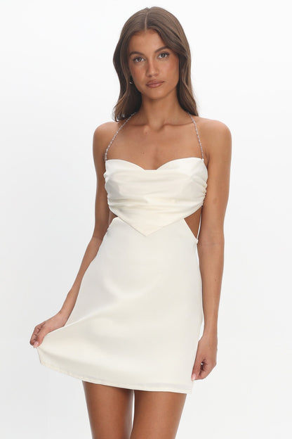 Keke Bead Strap Cut-Out Mini Dress Ivory