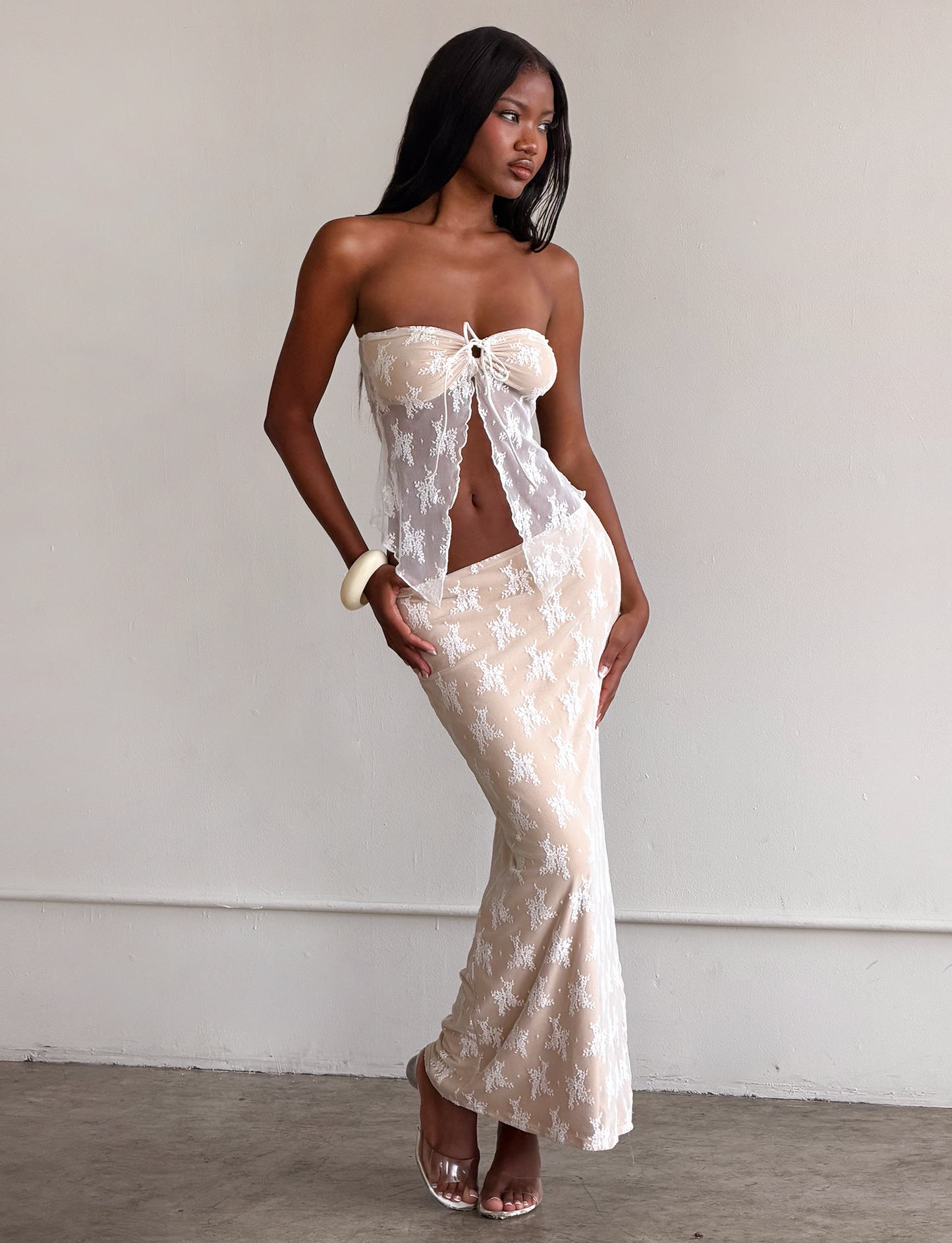 KAROLINA SKIRT - WHITE : WHITE LACE