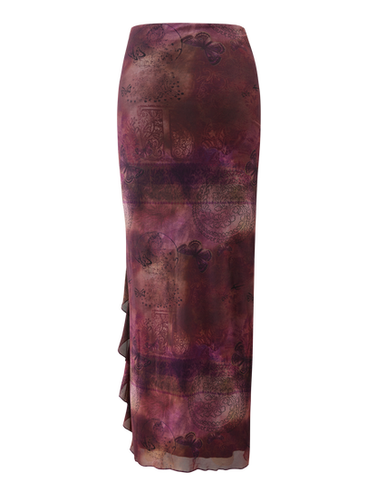 THEO SKIRT - PLUM BUTTERFLY PAISLEY