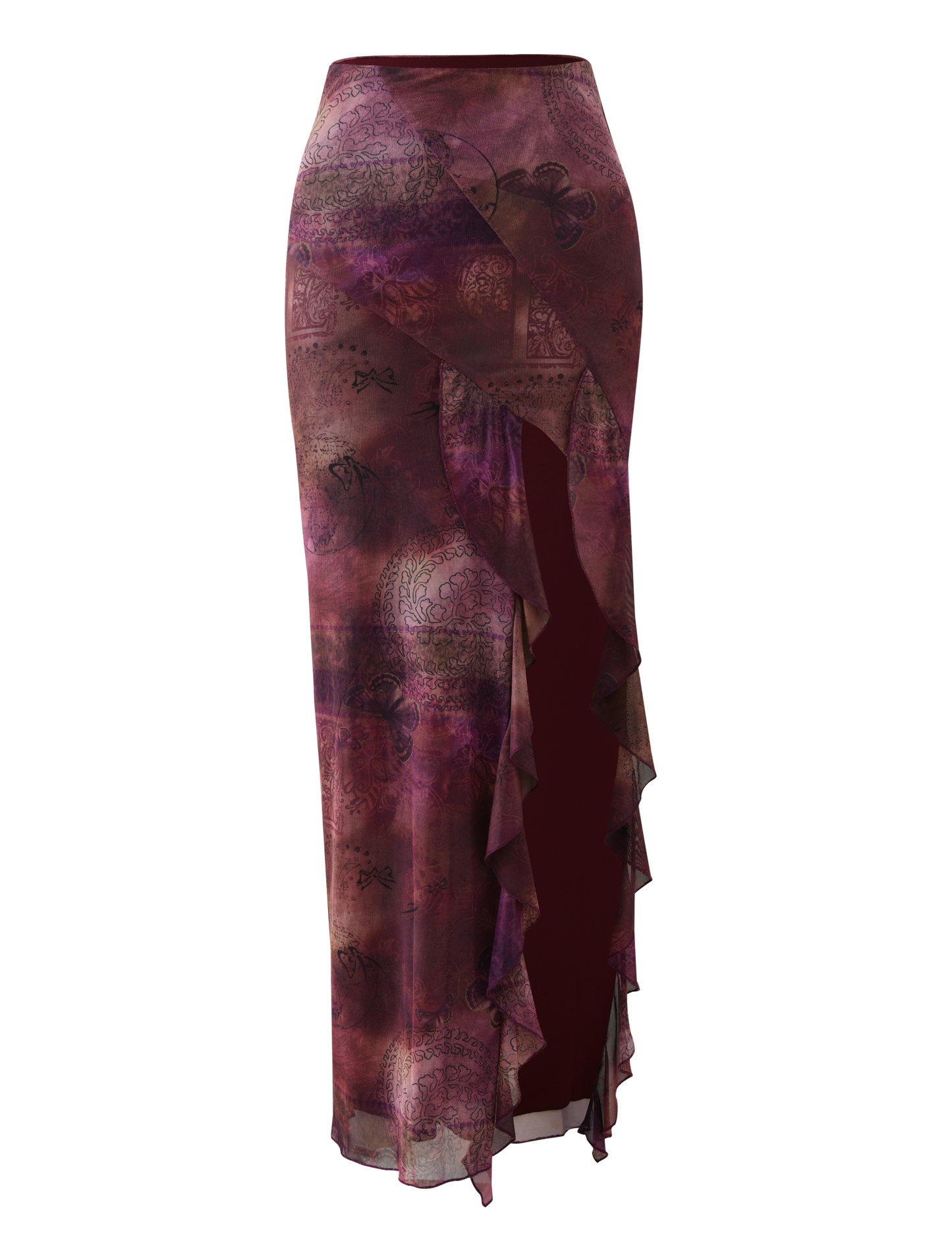 THEO SKIRT - PLUM BUTTERFLY PAISLEY