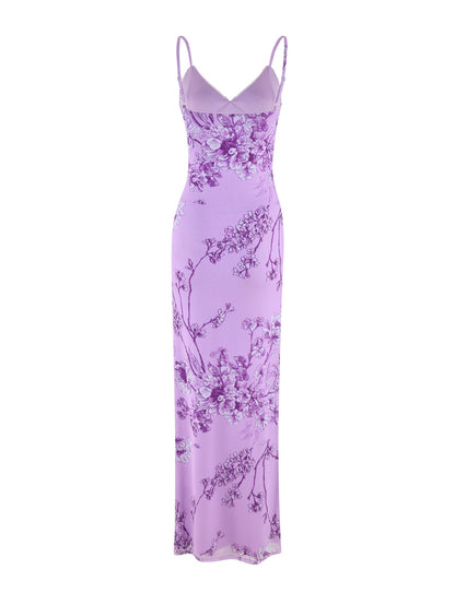 JULIANNA DRESS - PURPLE : FLORAL : PURPLE CERAMIC FLORAL