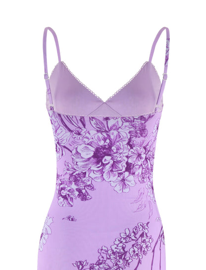 JULIANNA DRESS - PURPLE : FLORAL : PURPLE CERAMIC FLORAL