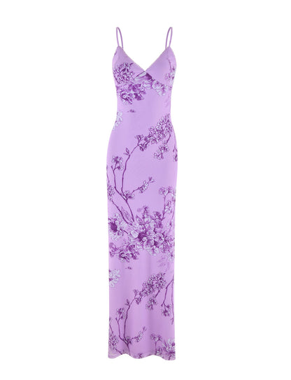 JULIANNA DRESS - PURPLE : FLORAL : PURPLE CERAMIC FLORAL