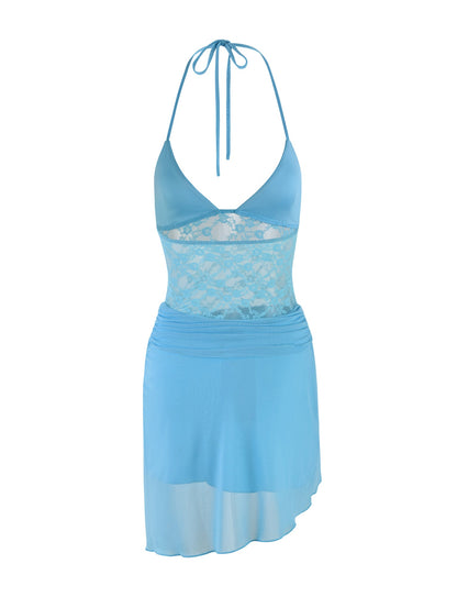 KAELIN DRESS - BLUE : ICE BLUE : BRIGHT BLUE LACE