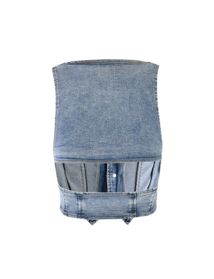 TATYANA TOP - BLUE : LIGHT WASH : LIGHT DENIM