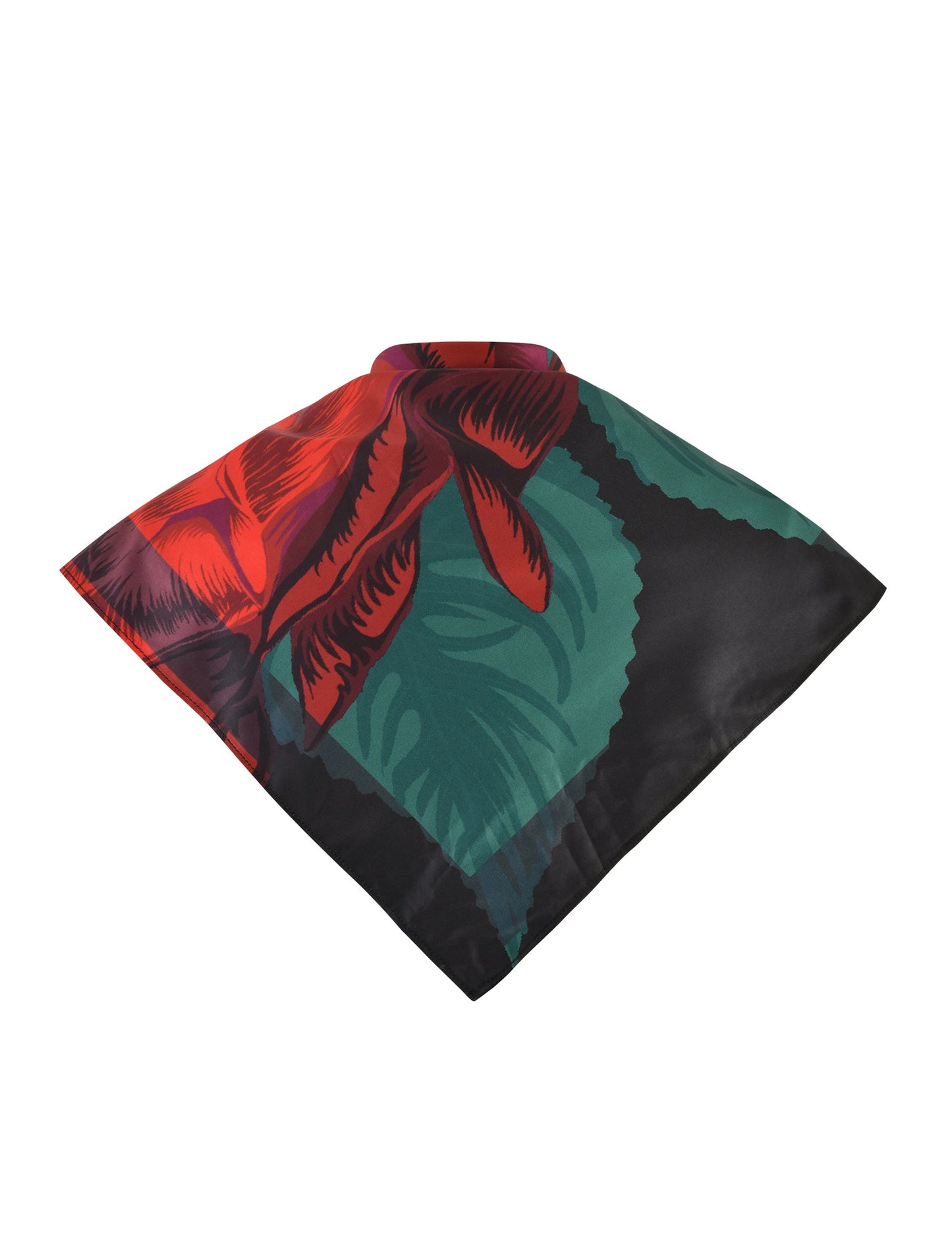 JOZIE SCARF - BLACK : MACRO ROSE- RED ROSE