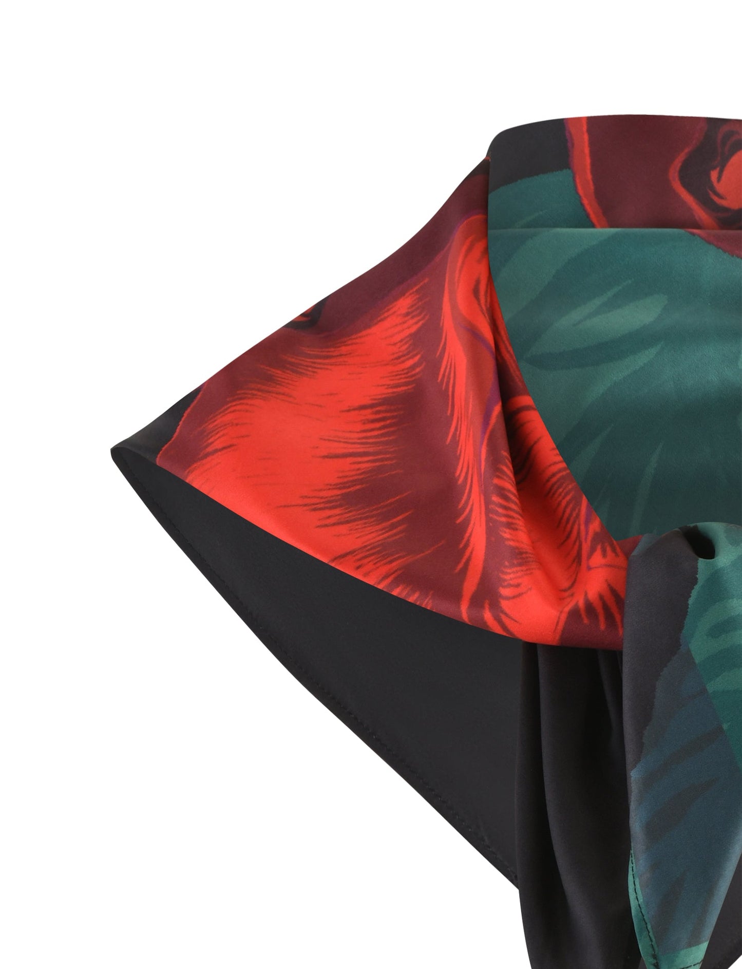 JOZIE SCARF - BLACK : MACRO ROSE- RED ROSE