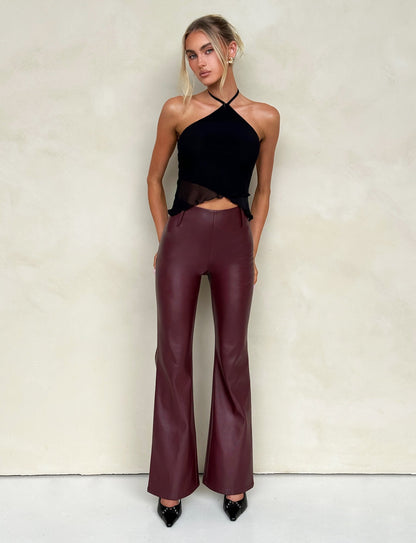 PU TEDDIE PANT - RED : CHERRY RED