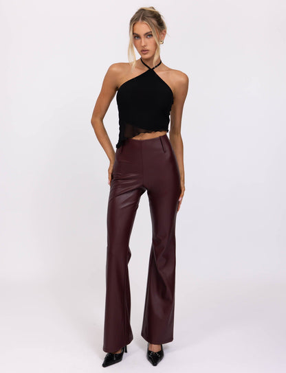 PU TEDDIE PANT - RED : CHERRY RED