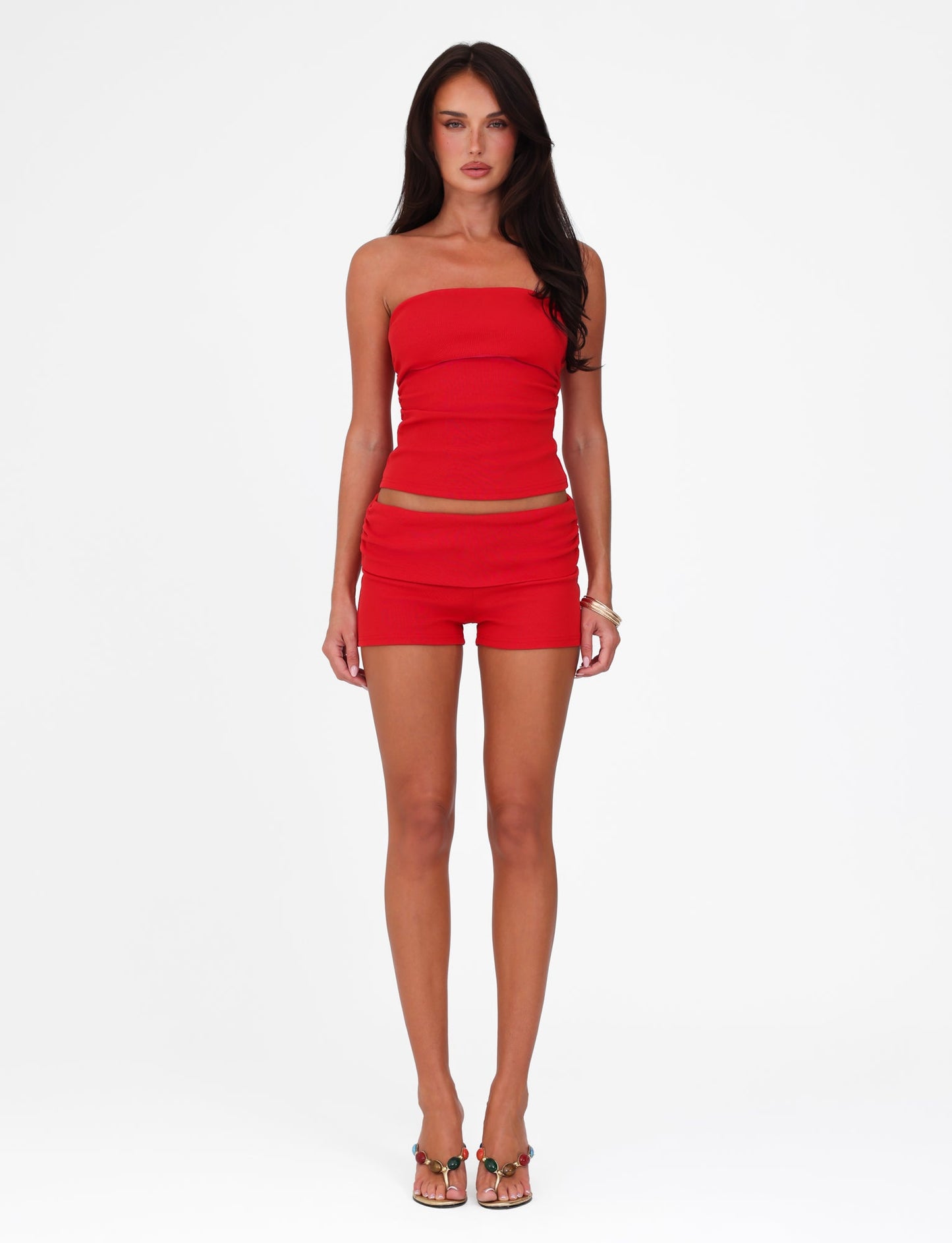 KARINA RIB SHORT - RED
