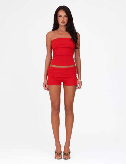 KARINA RIB SHORT - RED