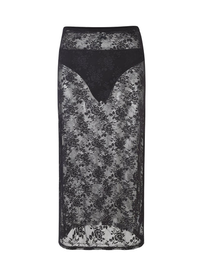 MIRABEL SKIRT - BLACK : BLACK LACE