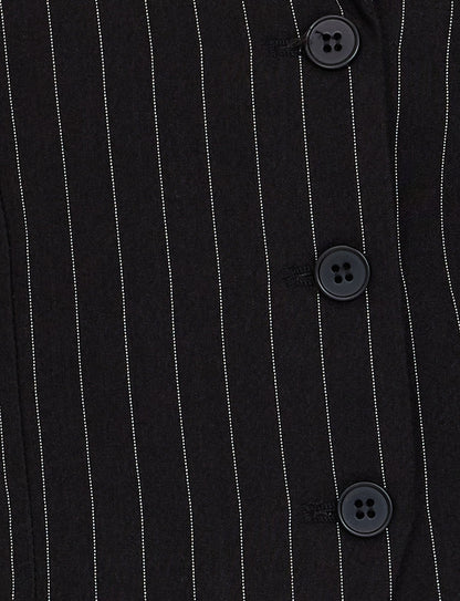TAMARA VEST - BLACK : PINSTRIPE