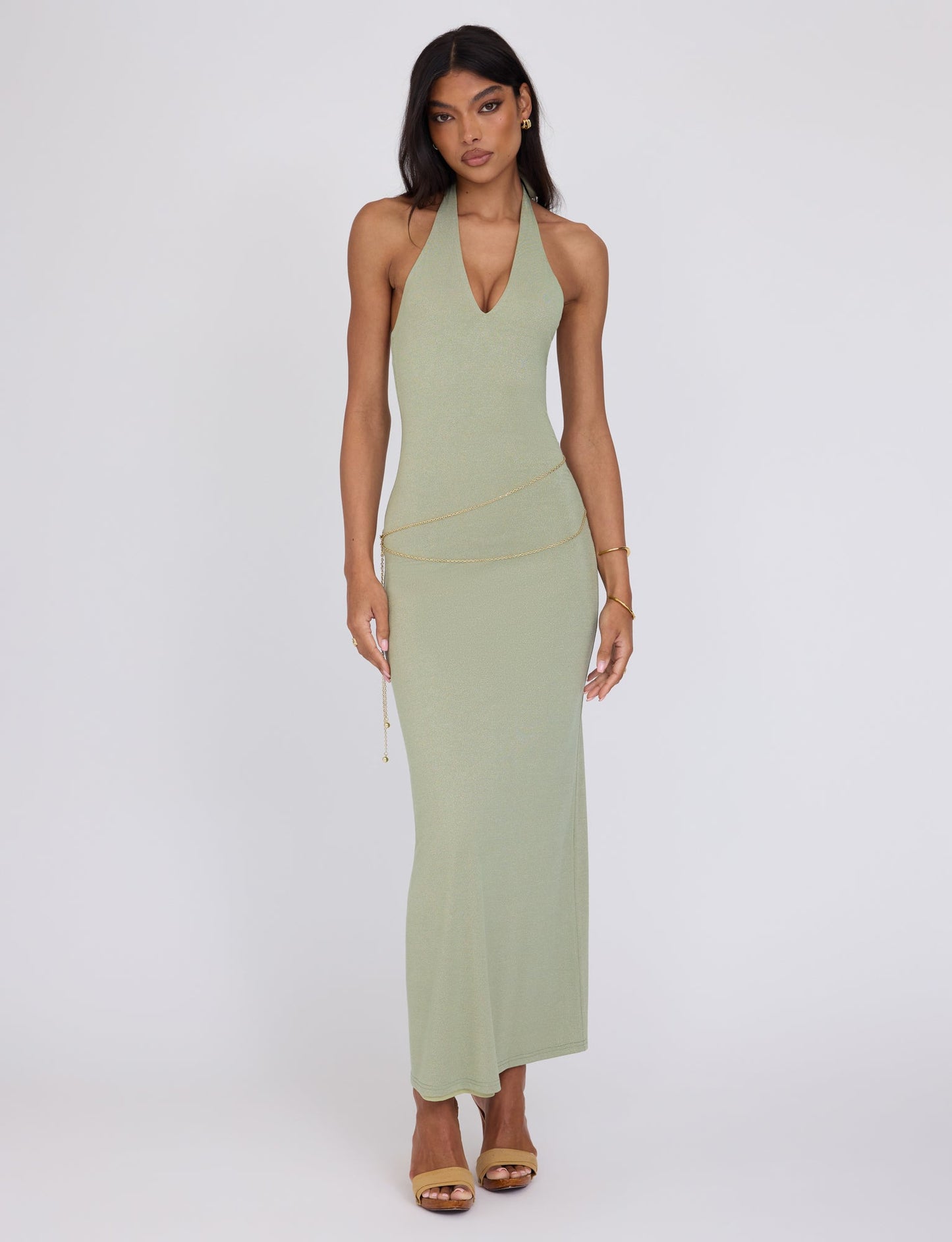 OPELI MAXI DRESS - GREEN SPARKLE
