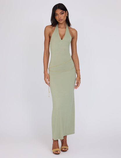 OPELI MAXI DRESS - GREEN SPARKLE